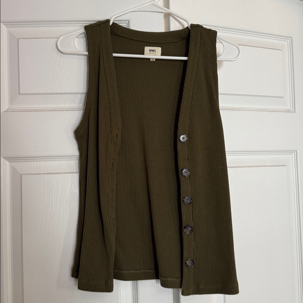Madewell Olive Green Button-Up Vest